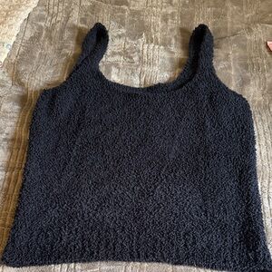 SKIMS Black Fuzzy Tank Top